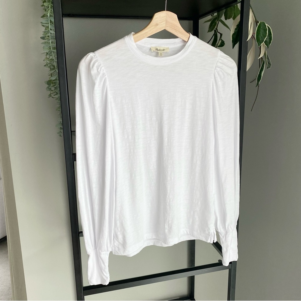 Madewell Long Sleeve Slub Tee with Smocked Cuff
